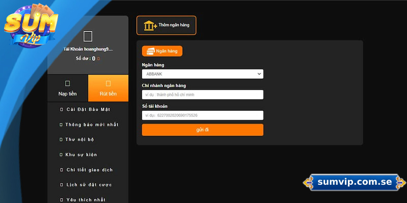 Hướng dẫn chi tiết rút tiền Sumvip